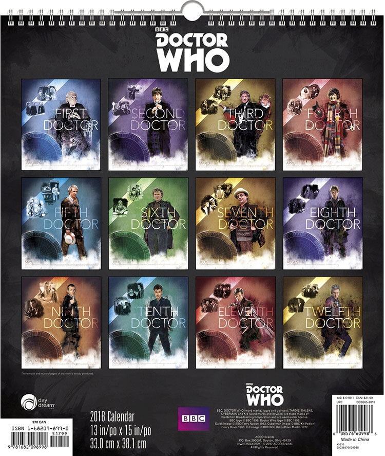 Doctor Who 2018 Special Edition Poster Calendar Merchandise Guide