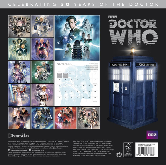Doctor Who 2014 Special 50th Edition Calendar Merchandise Guide The Doctor Who Site