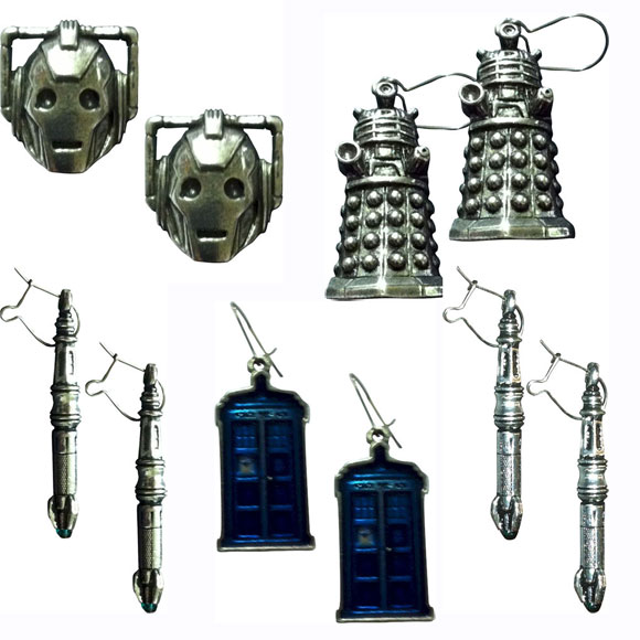 DOCTOR WHO TARDIS EARRINGS PEWTER BRAND NEW GREAT GIFT  OFFICIAL 